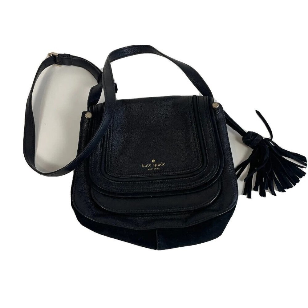 Kate Spade NY Womens Rianne Pratt Street Crossbody Flap Bag Purse Black M Pocket